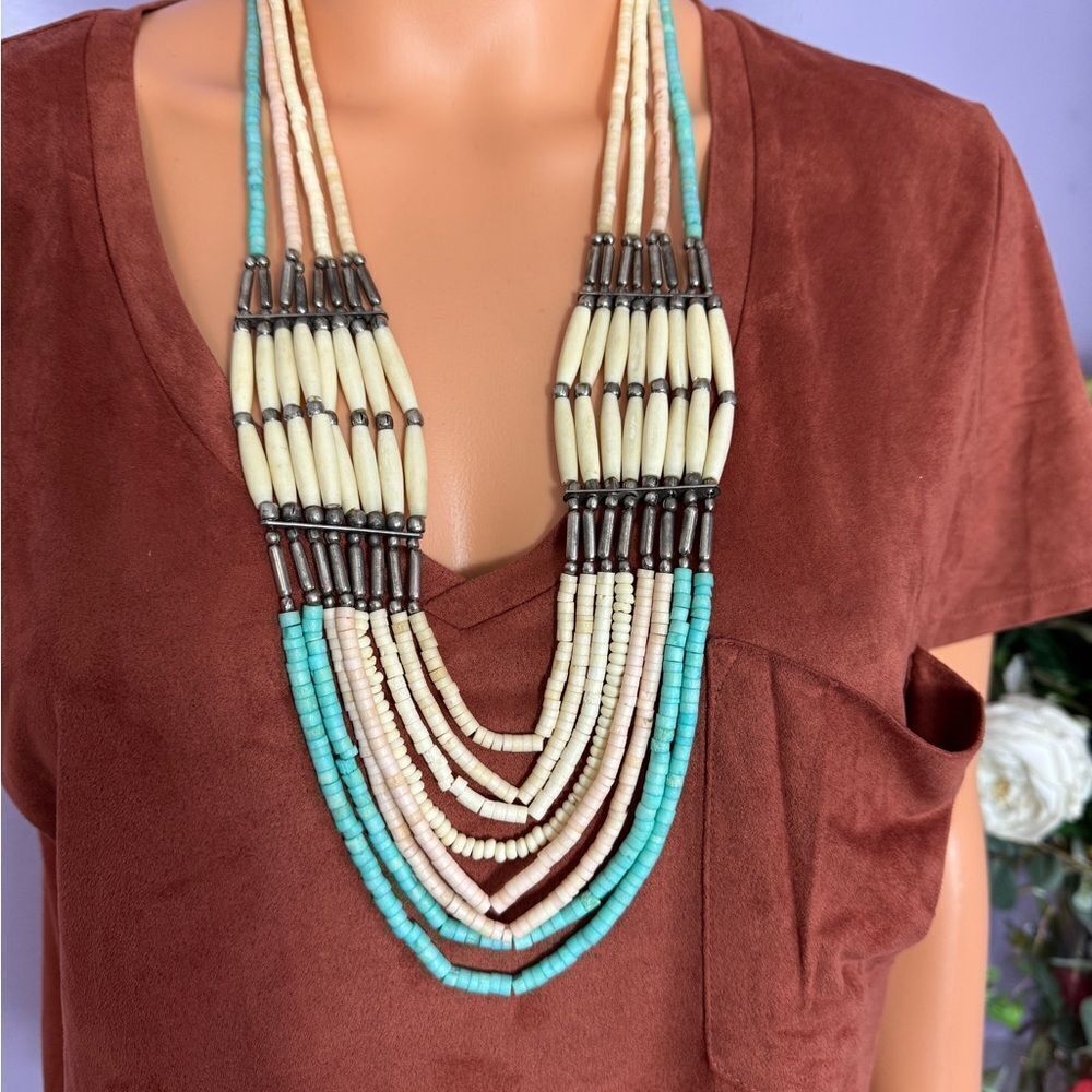 Unique Metal and Bead Necklace